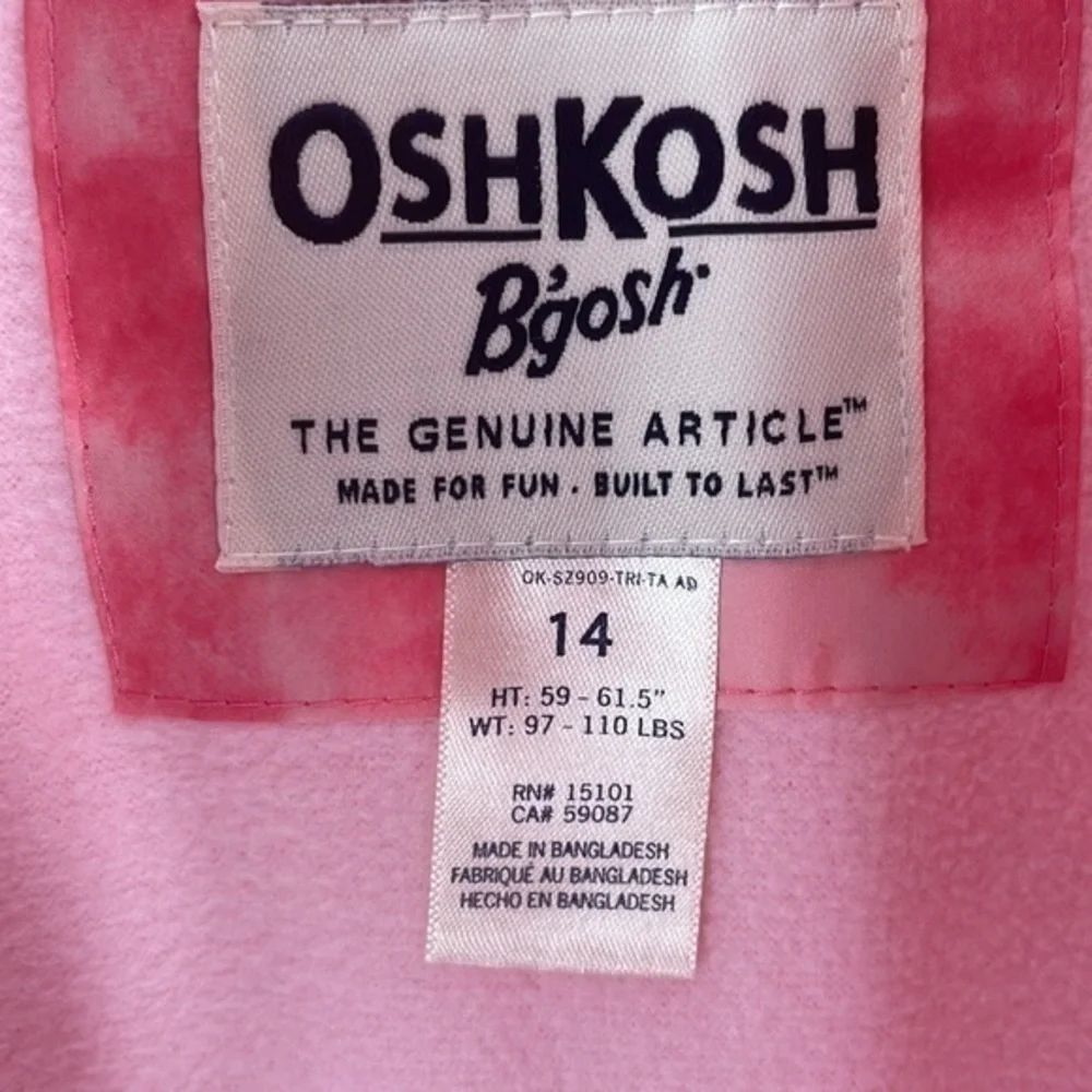 NEW OshKosh B'gosh Girl’s Pink Tie-Dye Fleece Lined Puffer Coat
